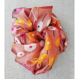 Silketørklæde med puppets i rosa/brun