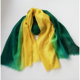 Uld tørklæde i gul og grøn