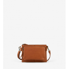 Cognac skind skuldertaske/Clutch