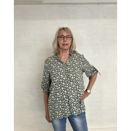 Småblomstret bomulds bluse i bomuld
