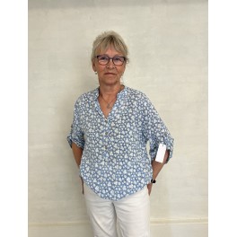 Små blomstret bomulds bluse med stolpe lukning