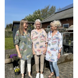 Lang bluse i bomuld med V hals