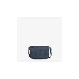Flettet navy skindtaske